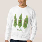 Niedlicher Cartoon mit Okra Sweatshirt (Vorderseite)