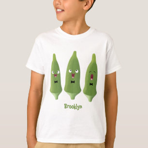 Niedlicher Cartoon mit Okra T-Shirt