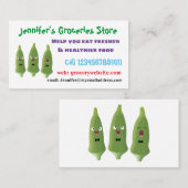 Niedlicher Cartoon mit Okra Visitenkarte (Vorne/Hinten)