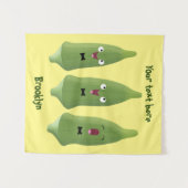 Niedlicher Cartoon mit Okra Wandteppich (Vorderseite (Horizontal))