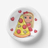Niedlicher Cartoon mit Pizza Pappteller (Vorderseite)