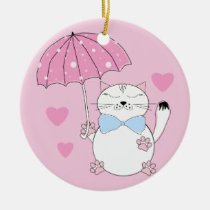 Niedlicher Cartoon mit Schirm Keramik Ornament
