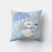 Niedlicher Cartoon mit Schirm Kissen (Rückseite)