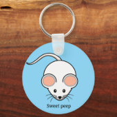 Niedlicher Cartoon mit weißer Maus Schlüsselanhänger (Vorderseite)