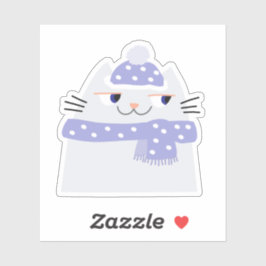 Niedlicher Cartoon mit Winterkappe und Scarf Aufkleber