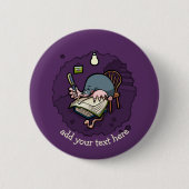 Niedlicher Cartoon, Mitschreiber oder Schüler mit  Button (Vorderseite)