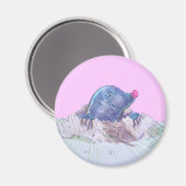 Niedlicher Cartoon Mole und Molehill Magnet (Vorderseite/Rückseite)