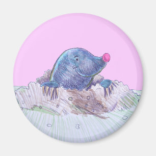 Niedlicher Cartoon Mole und Molehill Magnet