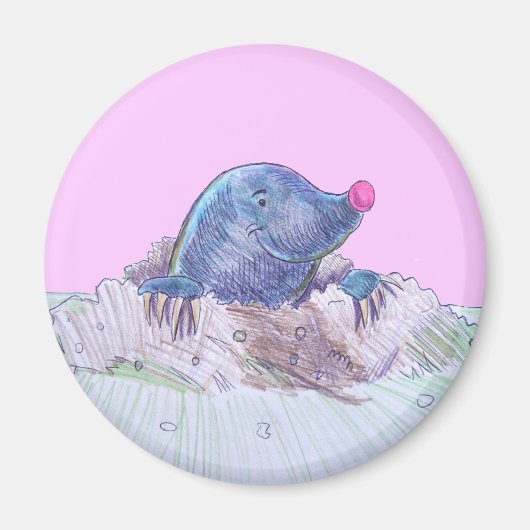 Niedlicher Cartoon Mole und Molehill Magnet (Vorne)