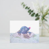 Niedlicher Cartoon Mole und Molehill Postkarte (Stehend Vorderseite)