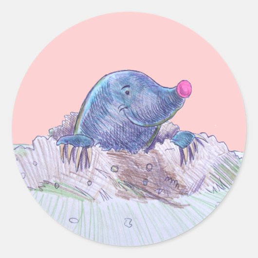 Niedlicher Cartoon Mole und Molehill Runder Aufkleber (Vorderseite)