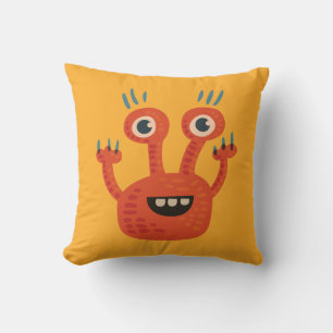 Niedlicher Cartoon Monster Orange Kids Kissen