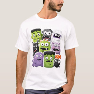 Niedlicher Cartoon Monsters Halloween T - Shirt