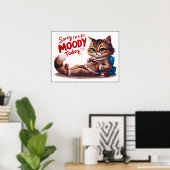 Niedlicher Cartoon Moody Cat in PJs Poster (Heimbüro)