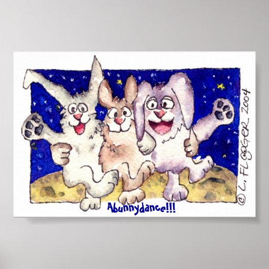 Niedlicher Cartoon Moon Bunnies Poster drucken (Vorne)