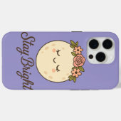Niedlicher Cartoon Moon mit Blume Kronenaufkleber Case-Mate iPhone Hülle (Rückseite (Horizontal))