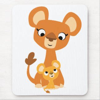Niedlicher Cartoon Mother Lion and cub mousepad