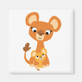 Niedlicher Cartoon Mother Lion and cube magnet