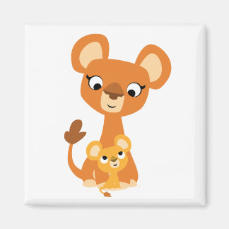 Niedlicher Cartoon Mother Lion and cube magnet