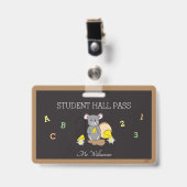 Niedlicher Cartoon Mouse Hall Pass Abzeichen Ausweis (Vorderseite mit Clip)