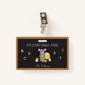 Niedlicher Cartoon Mouse Hall Pass Abzeichen Ausweis (Vorderseite mit Klammer)