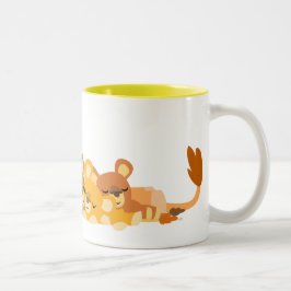 Niedlicher Cartoon Mum Lion und Cubs Tasse