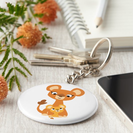 Niedlicher Cartoon Mutter Löwen und Kühe Schlüsselanhänger (Seite)