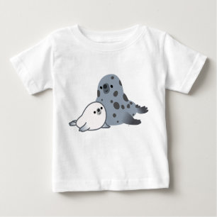 Niedlicher Cartoon Mutter Siegel und Pup Baby T - Baby T-shirt