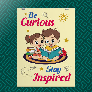 Niedlicher Cartoon Neugier Inspiration Zitat Kinde Poster