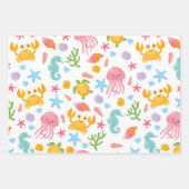 Niedlicher Cartoon Ocean Sea Life Seashell, Starfi Geschenkpapier Set (Vorderseite)