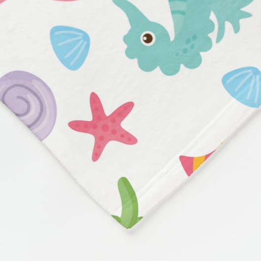 Niedlicher Cartoon Ocean Sea Seashell, Starfish Su Fleecedecke (Ecke)
