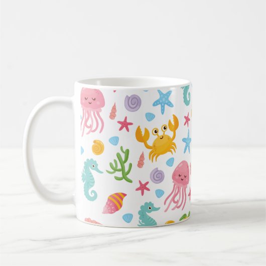 Niedlicher Cartoon Ocean Sea Seashell, Starfish Su Kaffeetasse (Links)