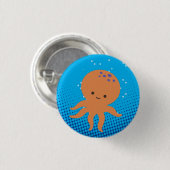 Niedlicher Cartoon Octopus Button (Vorne & Hinten)