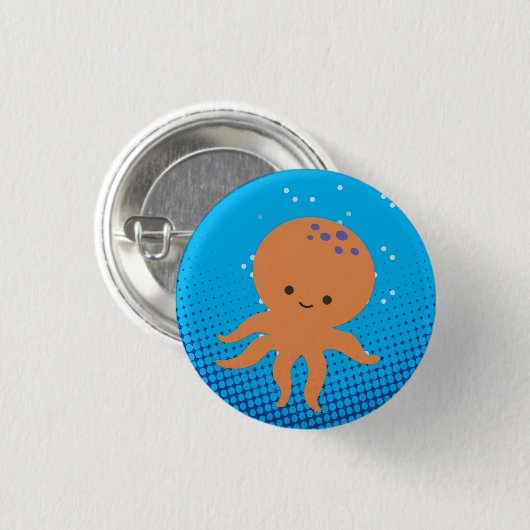 Niedlicher Cartoon Octopus Button (Vorne & Hinten)