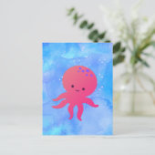 Niedlicher Cartoon Octopus im Wasser des blauen Oz Postkarte (Stehend Vorderseite)