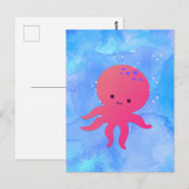 Niedlicher Cartoon Octopus im Wasser des blauen Oz Postkarte (Vorne/Hinten)