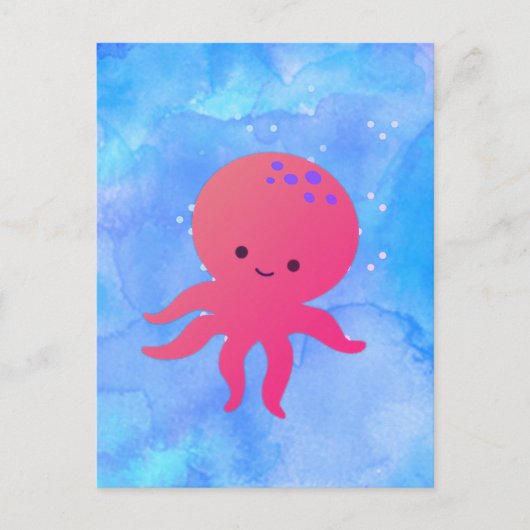 Niedlicher Cartoon Octopus im Wasser des blauen Oz Postkarte (Vorderseite)