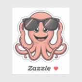 Niedlicher Cartoon Octopus Spaß mit Sonnenbrille Aufkleber (Blatt)