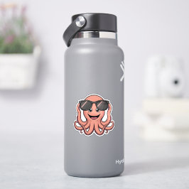 Niedlicher Cartoon Octopus Spaß mit Sonnenbrille Aufkleber