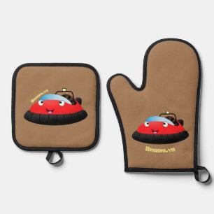 Niedlicher Cartoon Ofenhandschuh & Topflappen-Set
