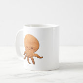 Niedlicher Cartoon Oktopus mit Imitaten Holzdruck Kaffeetasse (Vorderseite Links)