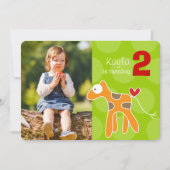 Niedlicher Cartoon Orange Giraffe Foto Kind Geburt Einladung (Vorderseite)