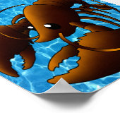 Niedlicher Cartoon Orange Hummer Poster (Ecke)