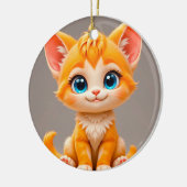 Niedlicher Cartoon Orange Kitten Keramik Ornament (Links)