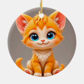 Niedlicher Cartoon Orange Kitten Keramik Ornament (Hinten)