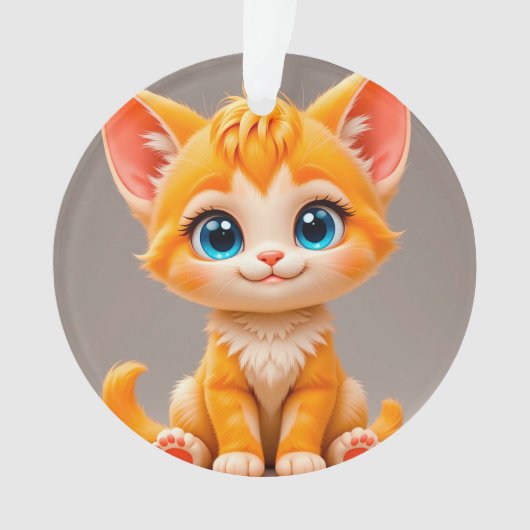 Niedlicher Cartoon Orange Kitten Ornament (Vorderseite)