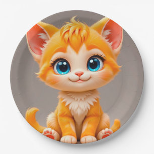 Niedlicher Cartoon Orange Kitten Pappteller