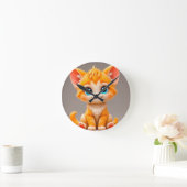 Niedlicher Cartoon Orange Kitten Runde Wanduhr (Zuhause)