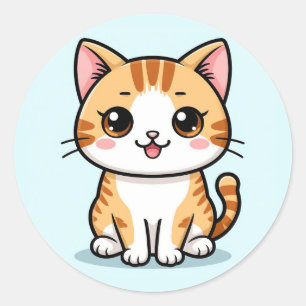 Niedlicher Cartoon Orange Tabby Cat Runder Aufkleber