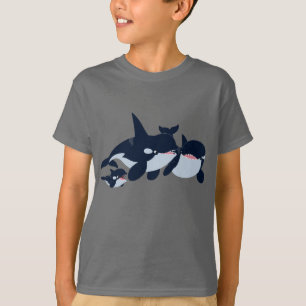 Niedlicher Cartoon Orca Familie Kinder T - Shirt